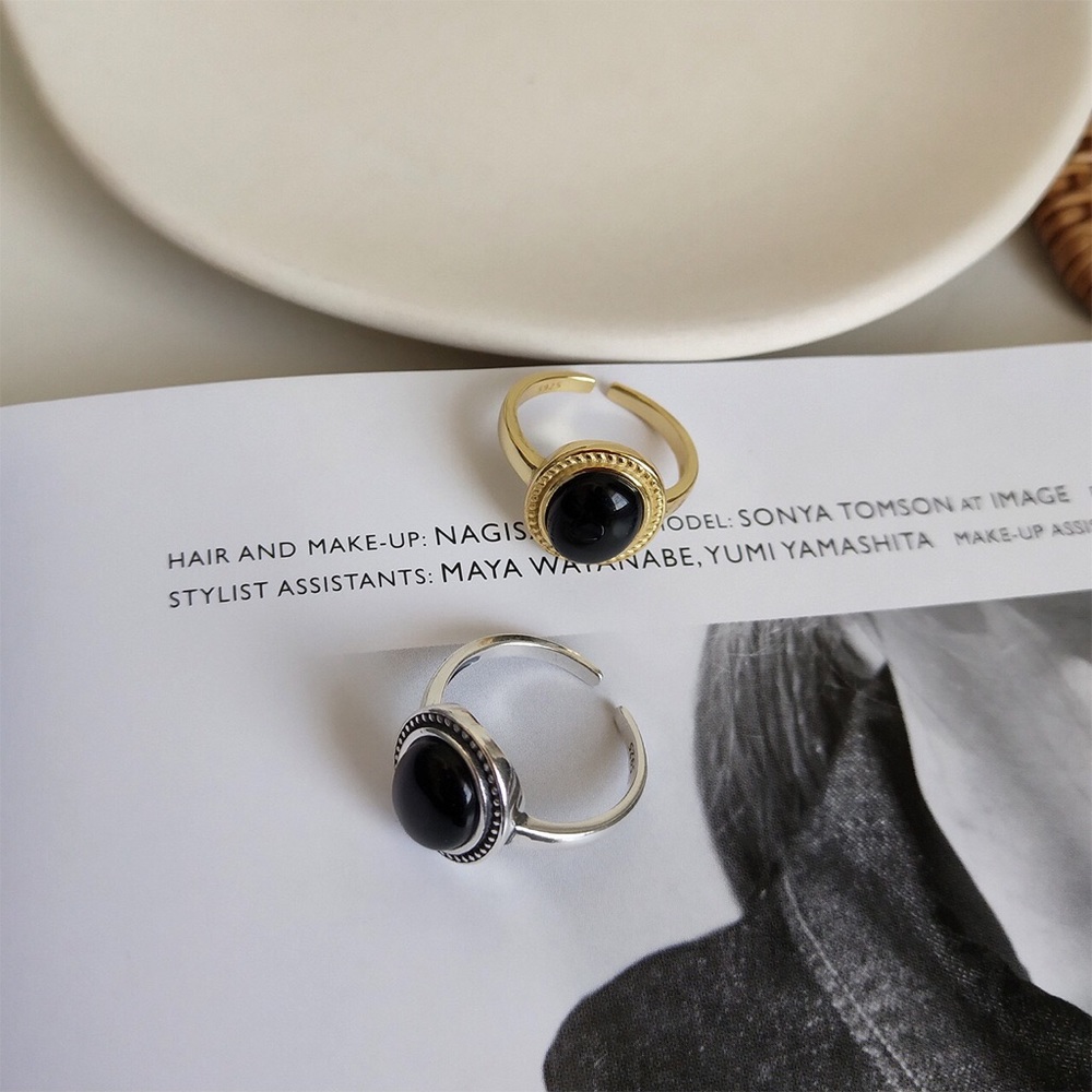 Vintage Agate Gold Plated Sterling Silver Ring - Picture 3 of 7